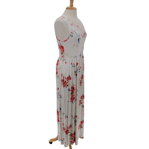 Floral Maxi Dress in White and Red - Picture 2 of 14